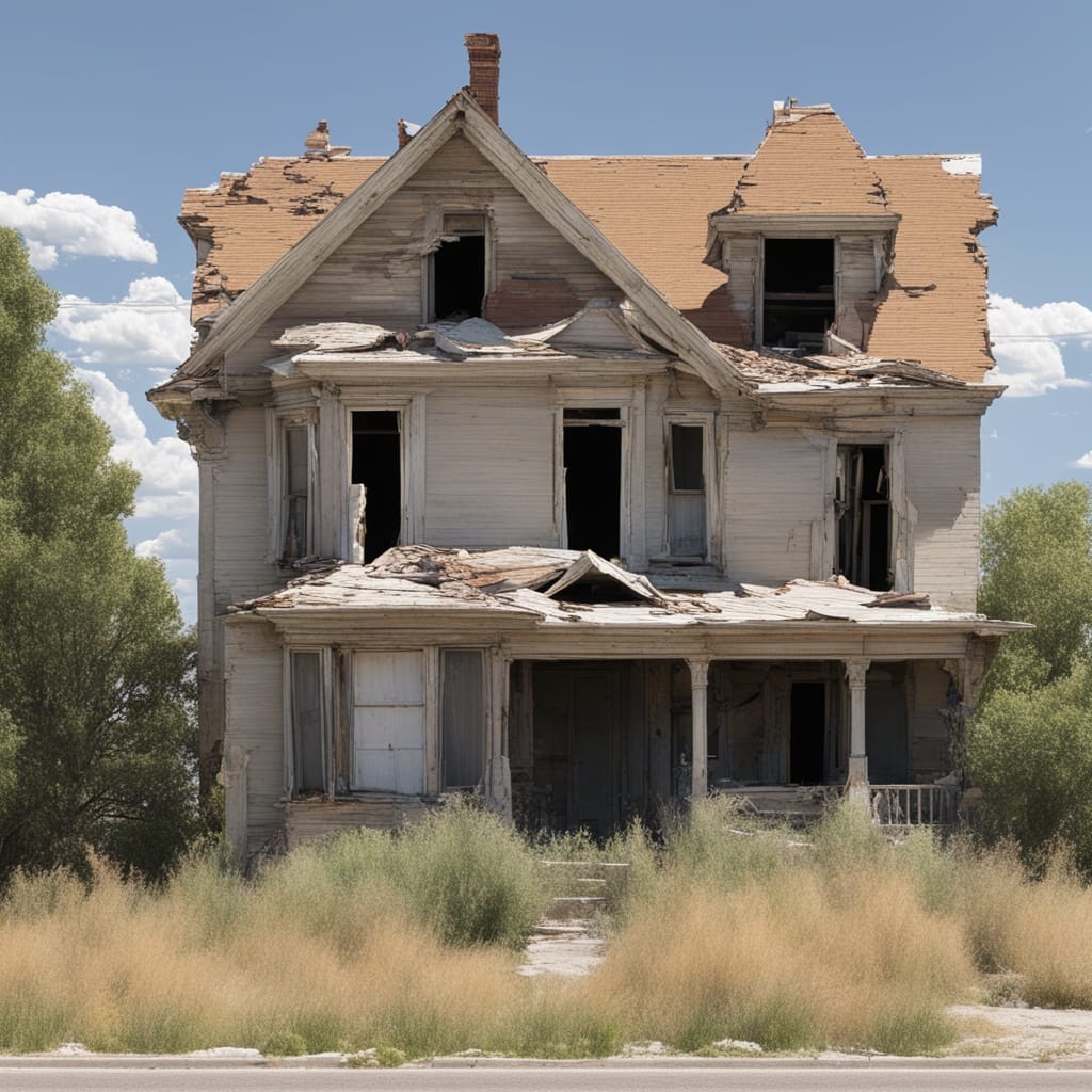 An image of a distressed house from Alta Utah.