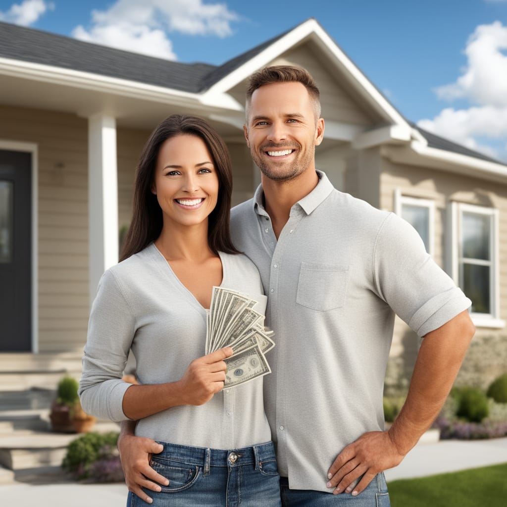 An image of a customer standing in front of an inherited house from South Jordan Utah that they just sold fast for cash to Friendly Homebuyers.