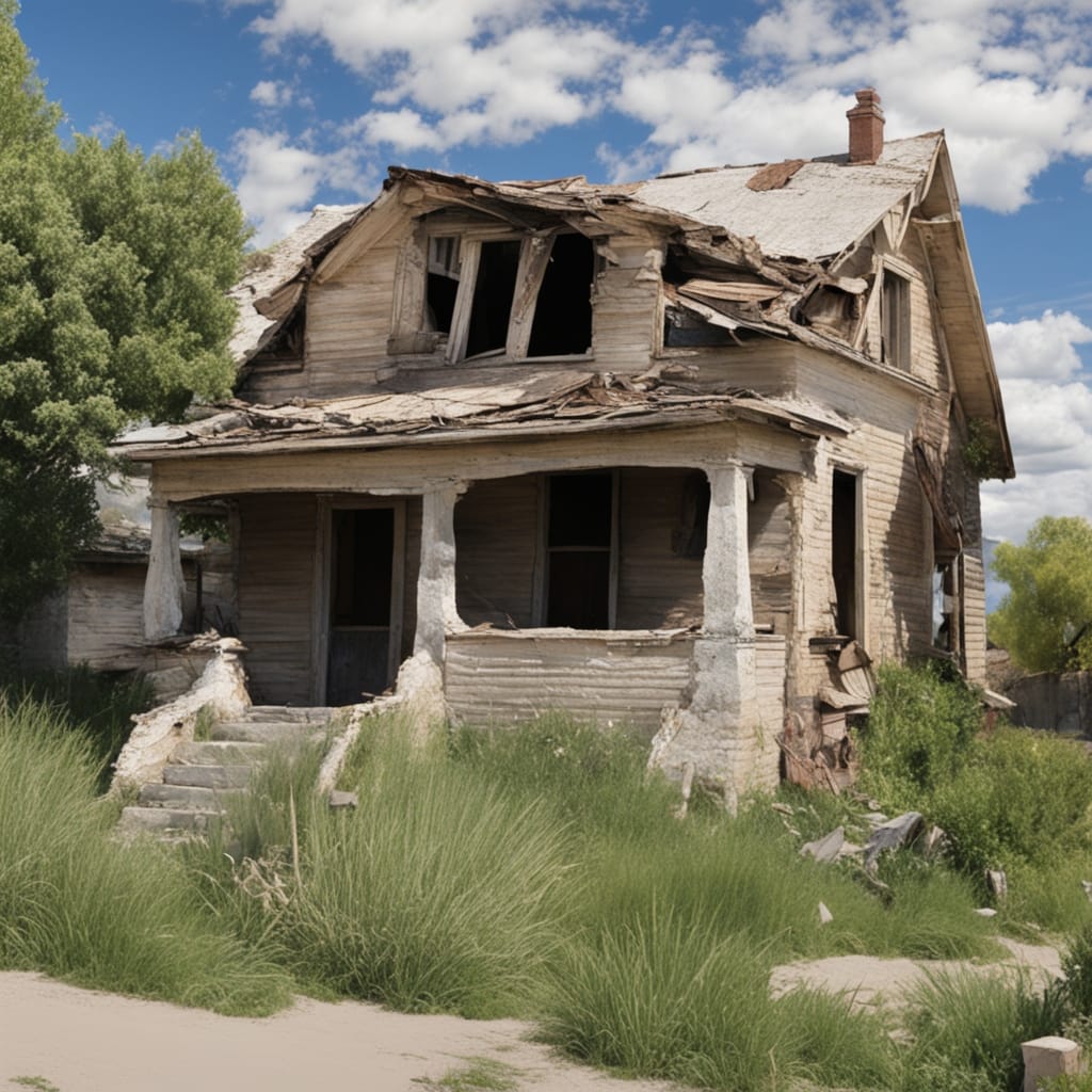 An image of a distressed house from Sandy Utah.