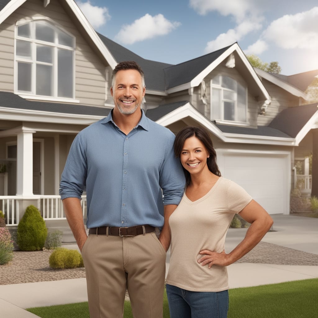 An image of a happy customer standing in front of a distressed house from South Salt Lake City Utah.